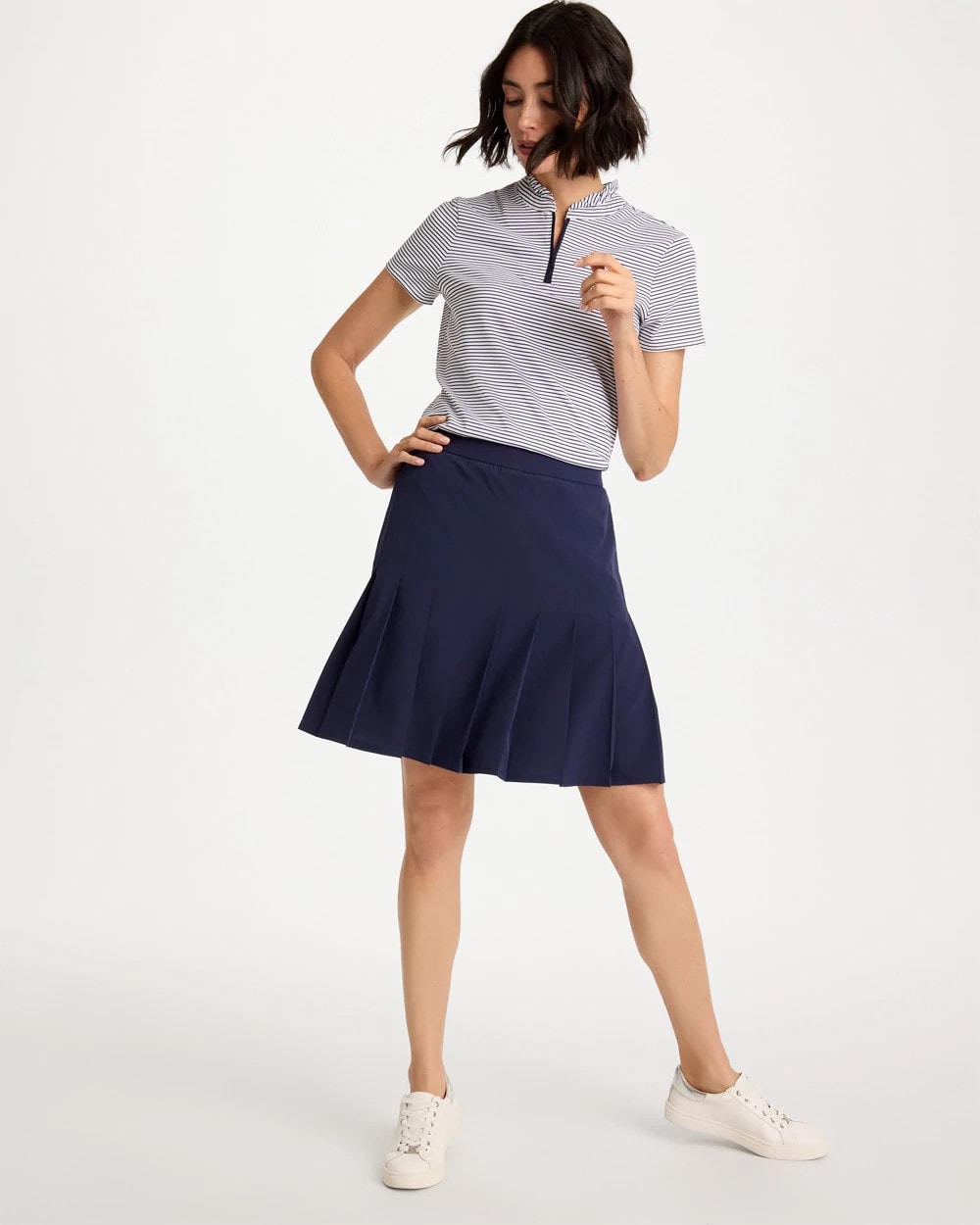 Chico's US - Zenergy® UPF Ruffle Striped Half Zip