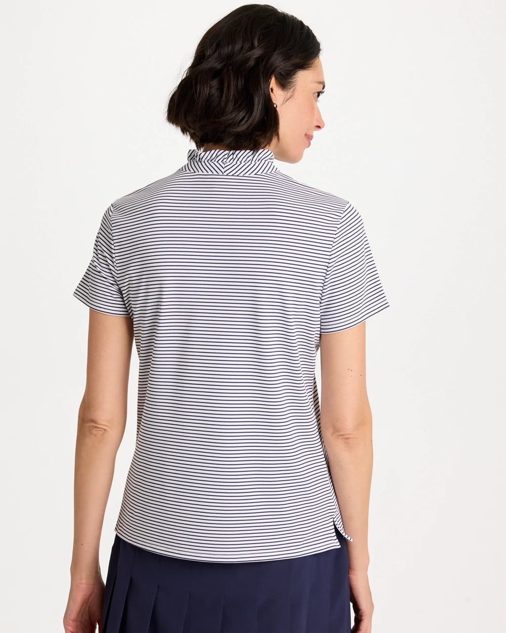 Chico's US - Zenergy® UPF Ruffle Striped Half Zip