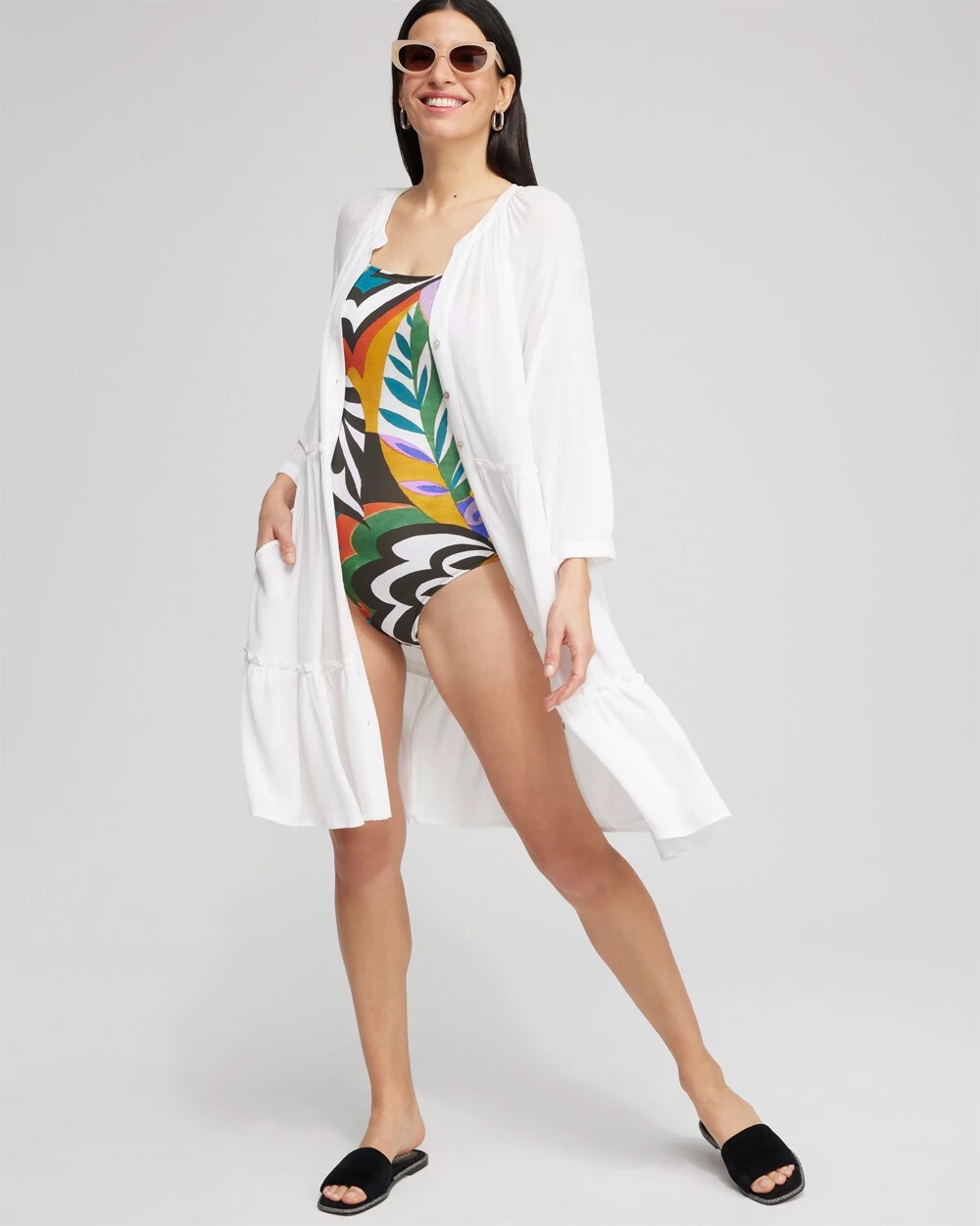 Chico's Outlet - Button Front Swim Coverup
