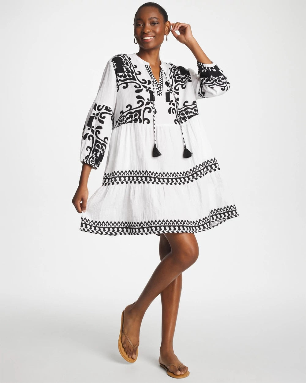 Chico's Discount - Woven Printed Swim Cover-Up Dress