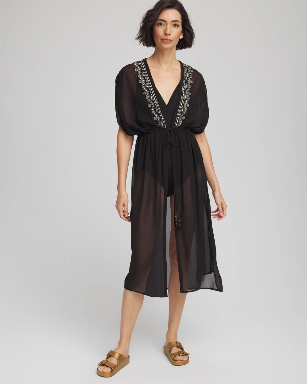 Chico's Discount - Miraclesuit® Beach Embroidered Long Kimono