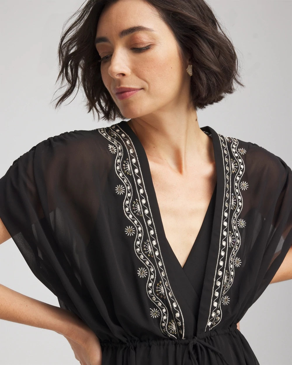 Chico's Discount - Miraclesuit® Beach Embroidered Long Kimono