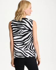 Chico's On Sale - Zebra Cotton-Stretch Notch Neck Tank