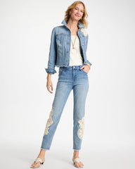 Chico's Discount - Girlfriend Slim Crochet Fray Ankle Jeans