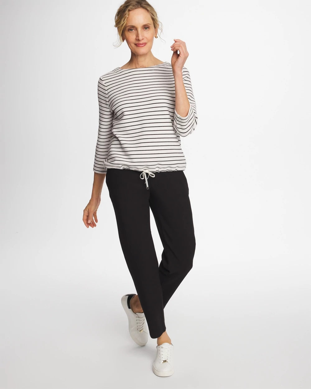 Chico's US - Zenergy® Striped Ottoman Drawstring Top