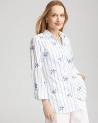 Chico's / No Iron™ Palm Striped Sateen Shirt