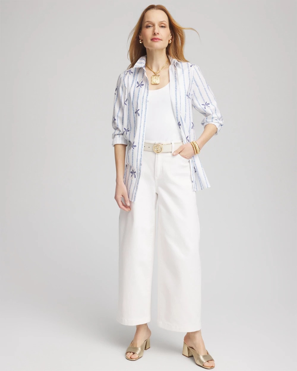 Chico's / No Iron™ Palm Striped Sateen Shirt