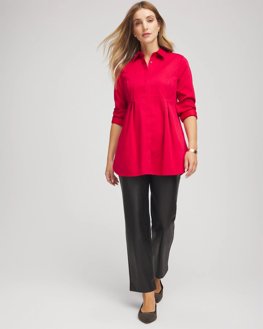 Chico's Outlet - No Iron™ Peplum Pleated Shirt