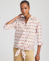 Chico's US - No Iron™ Tie-Front Geo-Print Shirt