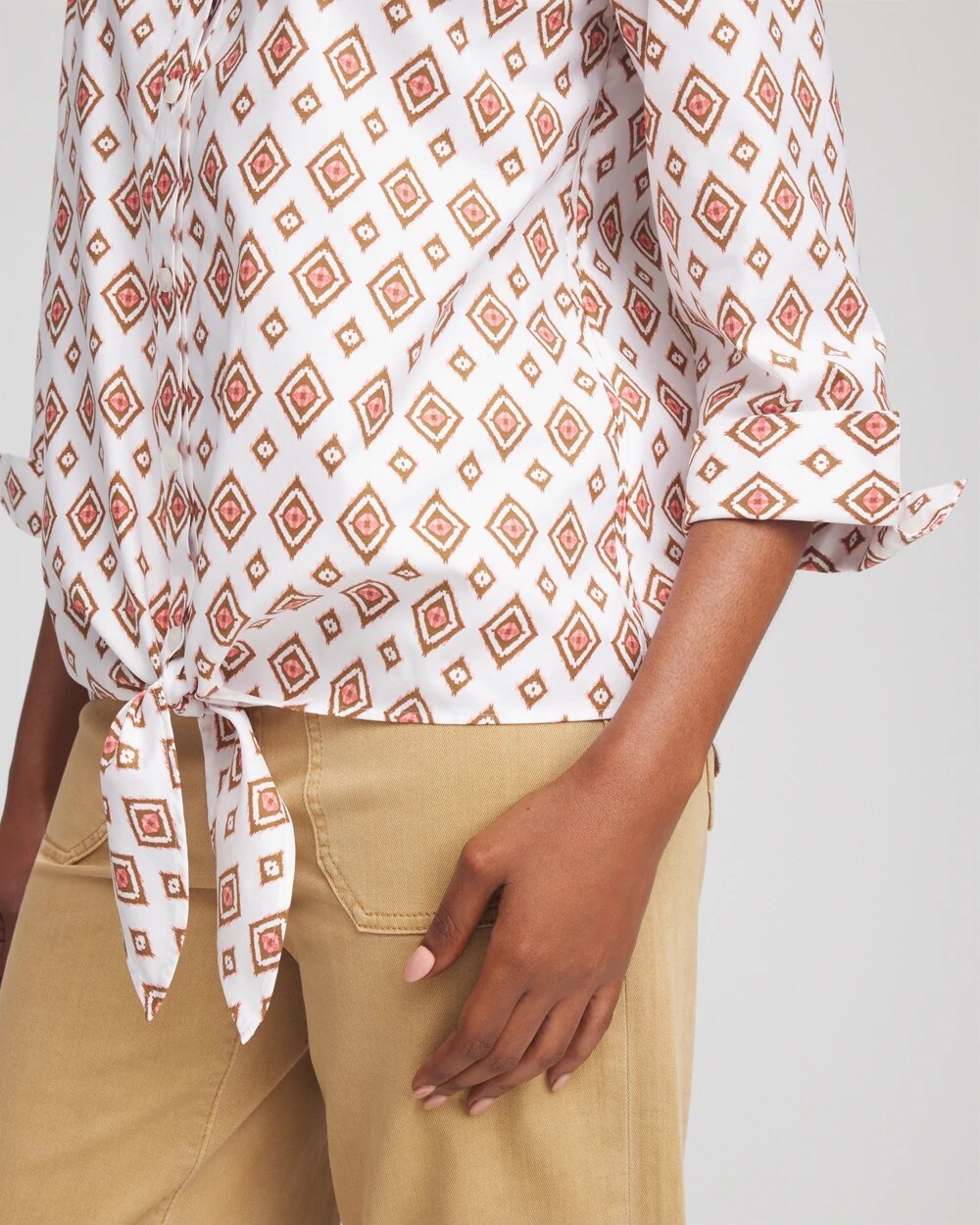 Chico's US - No Iron™ Tie-Front Geo-Print Shirt