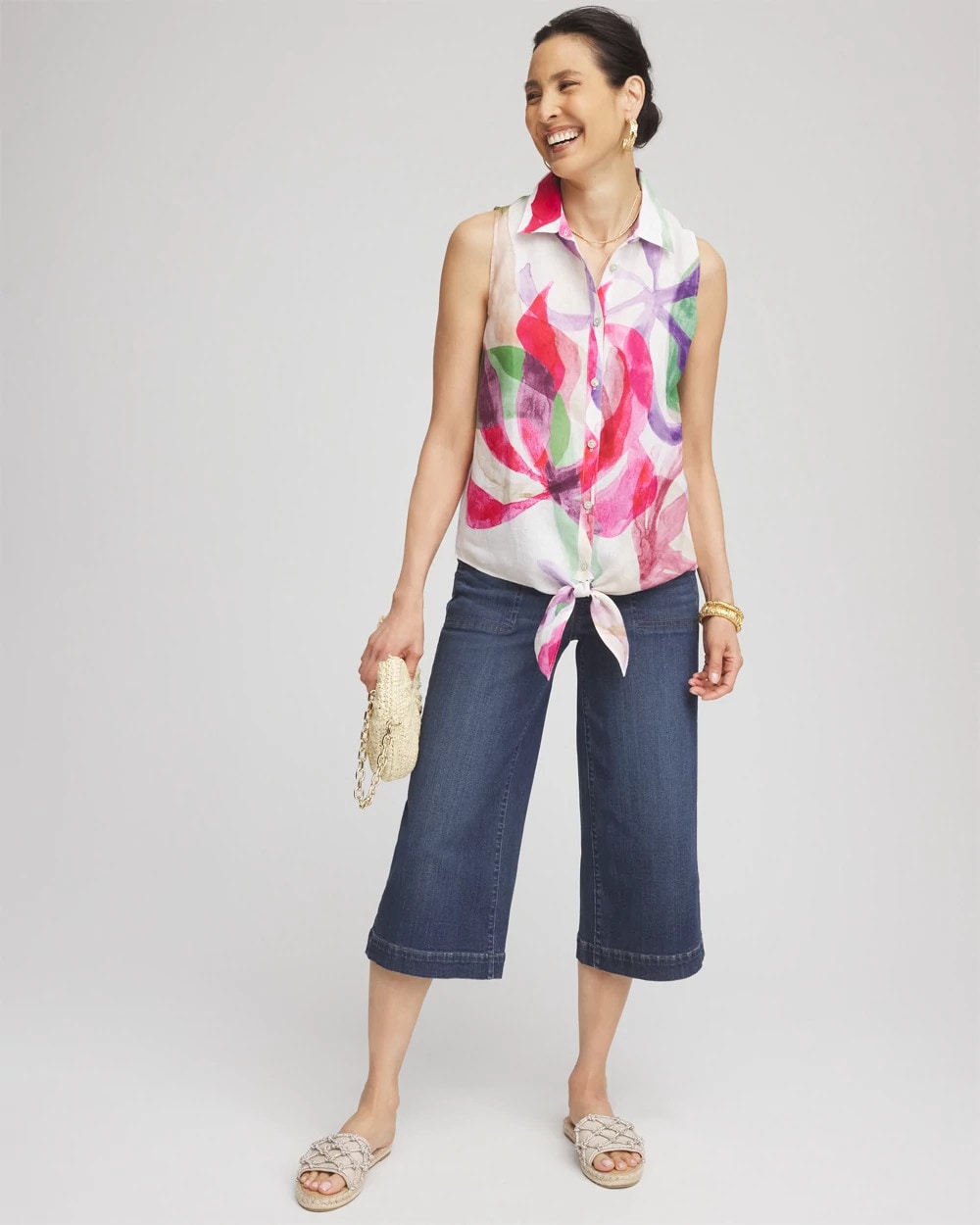 Chico's / No Iron™ Bloom Linen Tie-Front Shirt