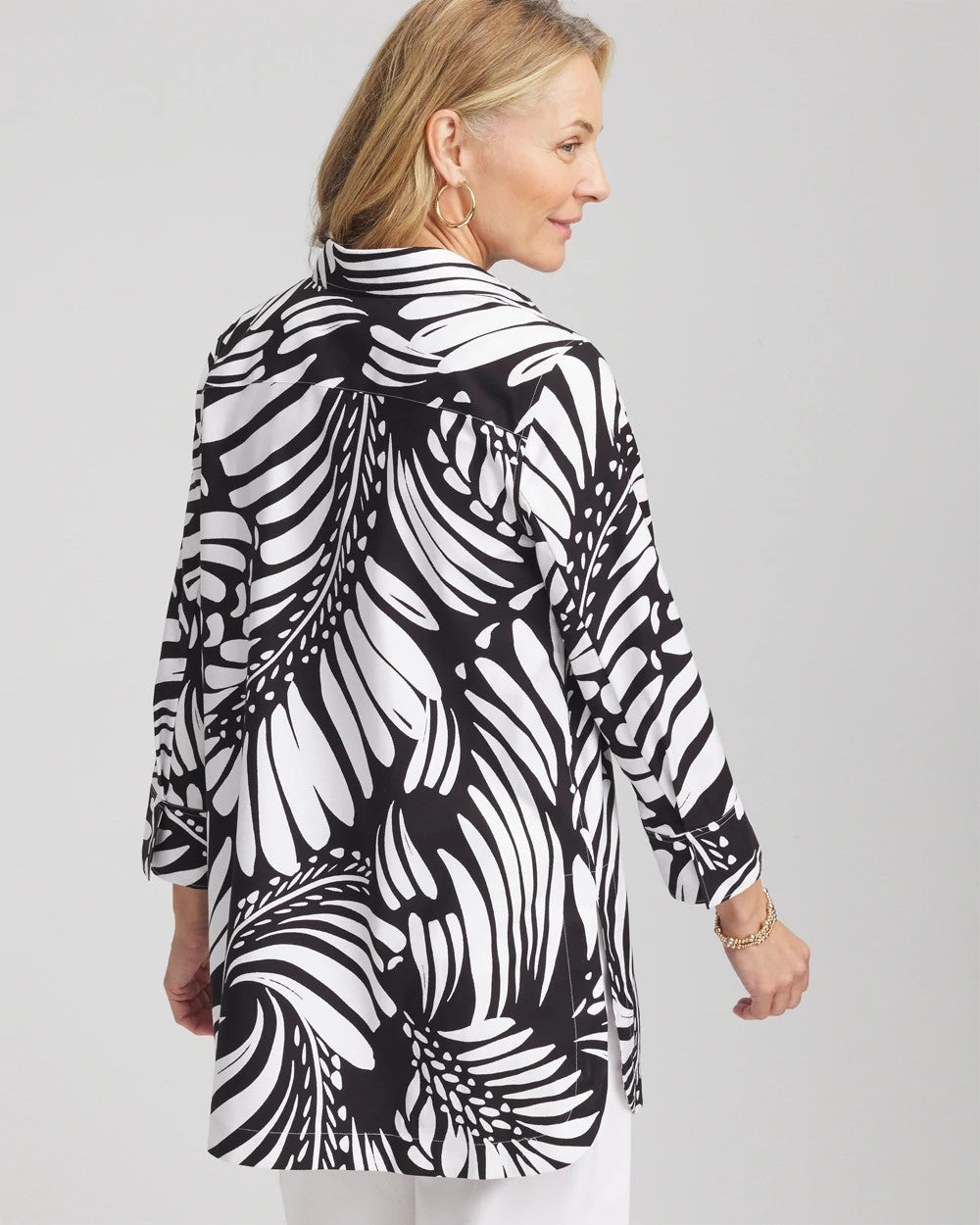Chico's Sale - No Iron™ Printed Palms Button Down Tunic
