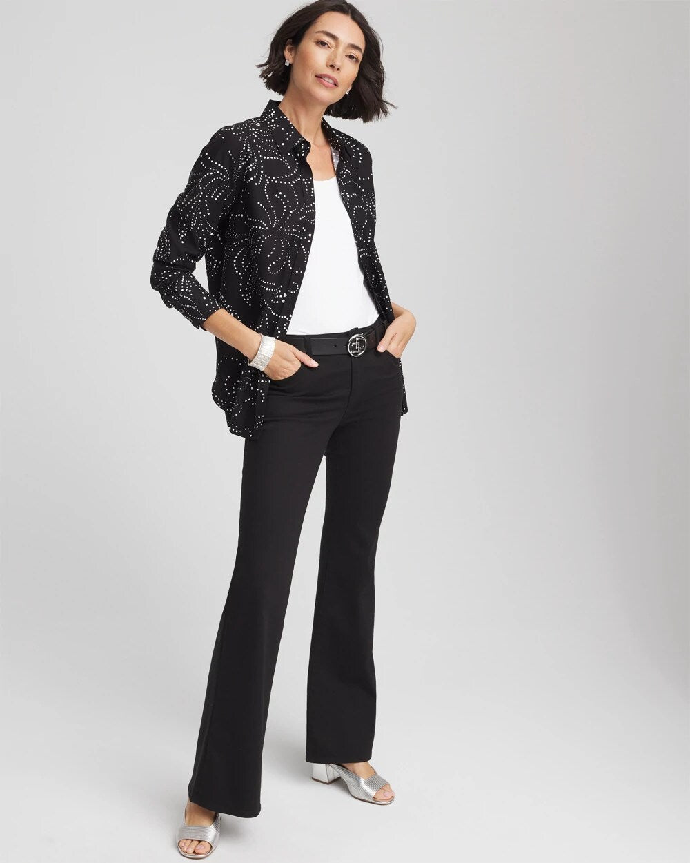 Chico's Outlet - No Iron™ Findot Print Sateen Shirt