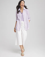 Chico's / No Iron™ Plum Striped Linen Shirt