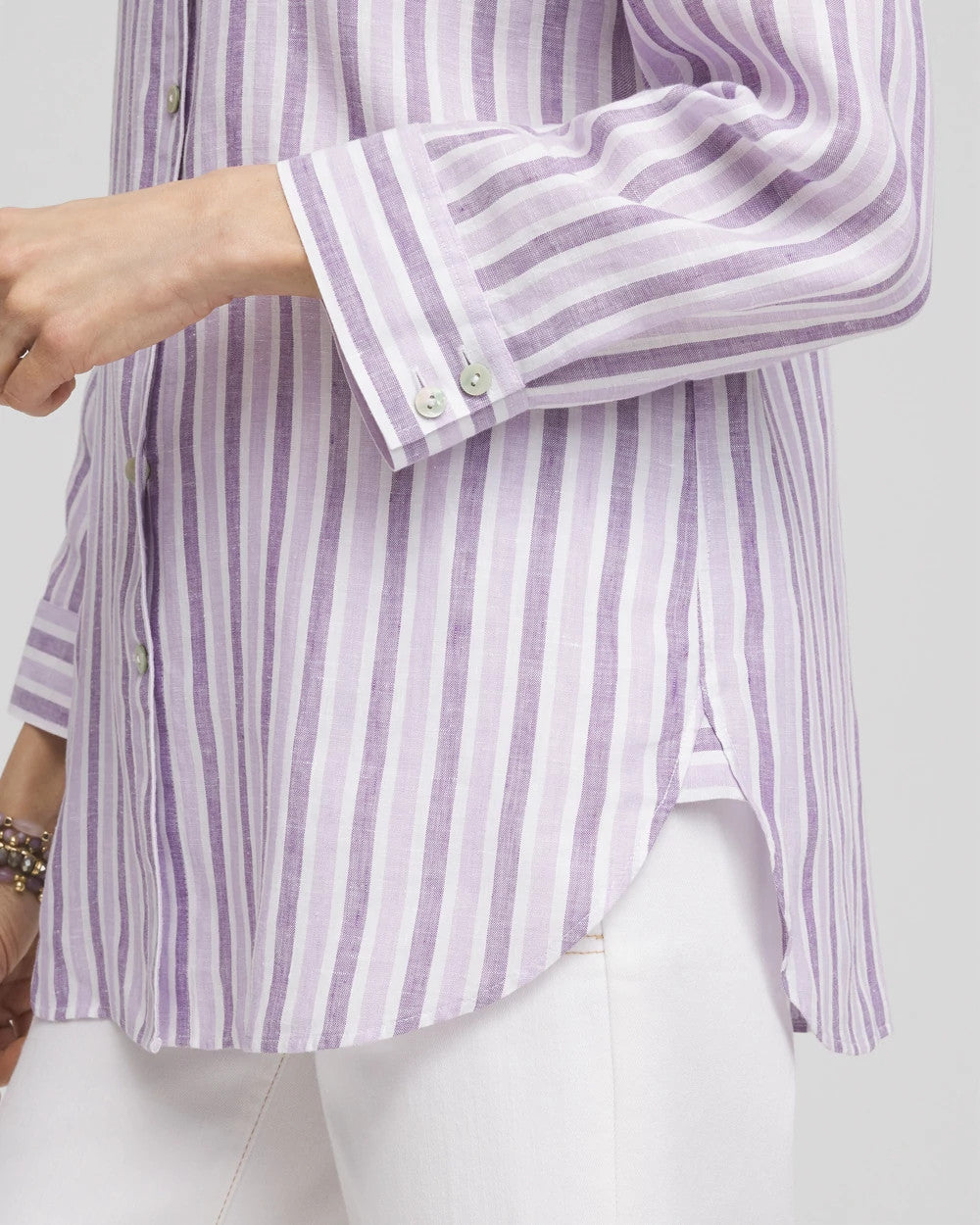 Chico's / No Iron™ Plum Striped Linen Shirt