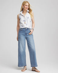 Chico's Sale - No Iron™ Starfish Striped Sleeveless Sateen Shirt