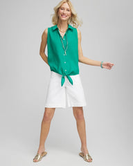 Chico's On Sale - No Iron™ Linen Tie-Front Sleeveless Shirt