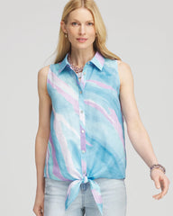 Chico's For Sale - No Iron™ Linen Tie-Front Sleeveless Shirt