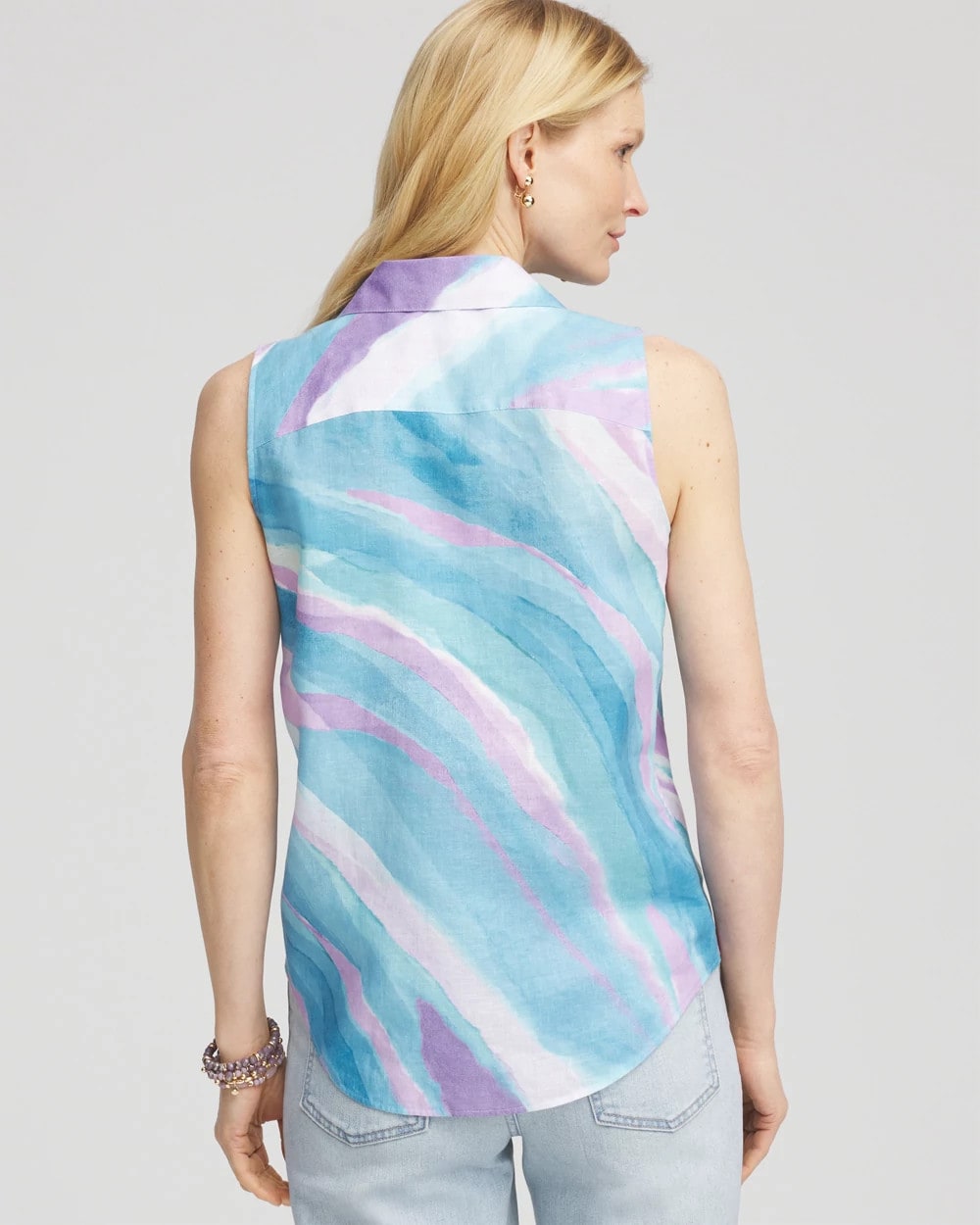 Chico's For Sale - No Iron™ Linen Tie-Front Sleeveless Shirt
