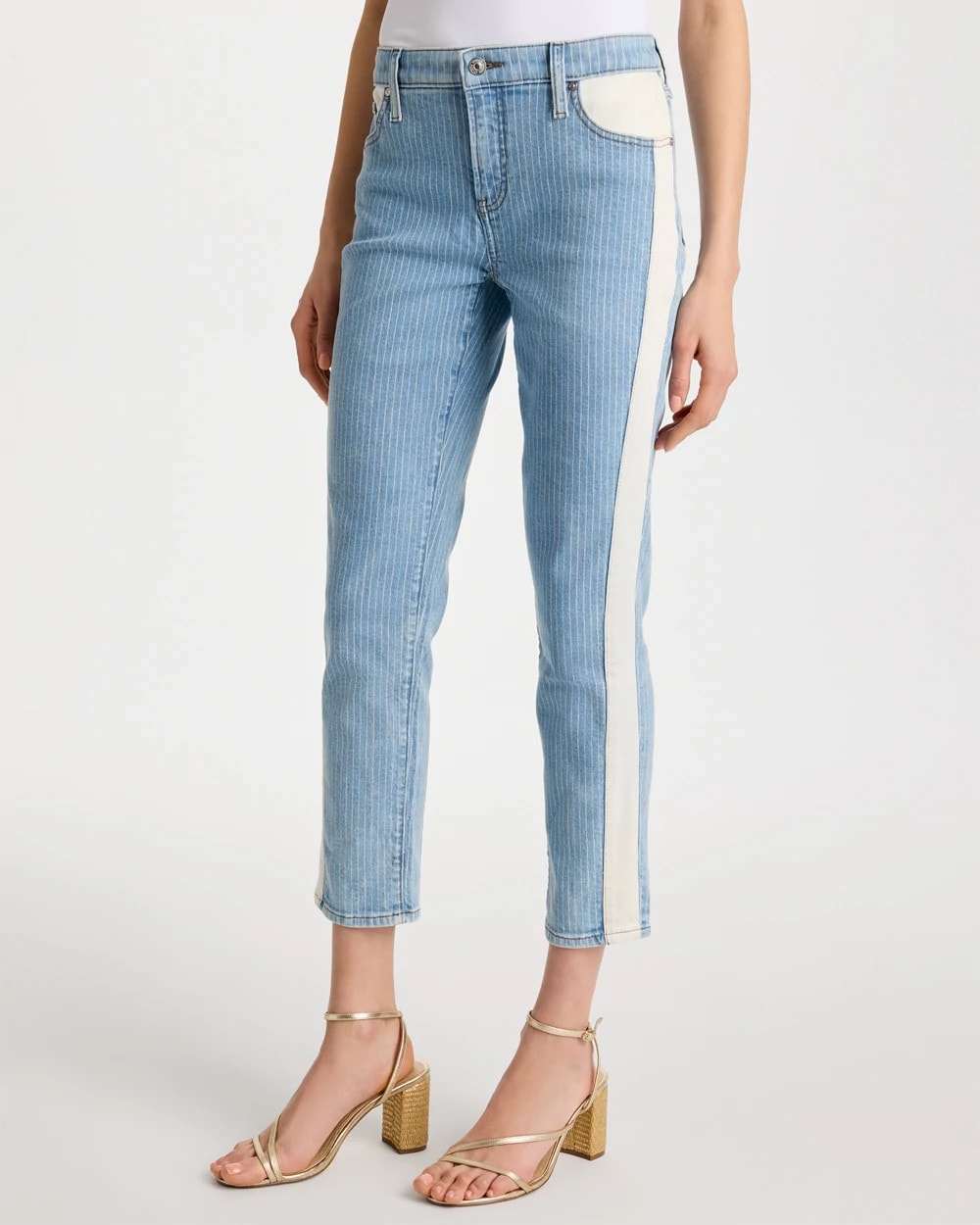 Chico's On Sale - Girlfriend Ticking Stripe Crop Jeans