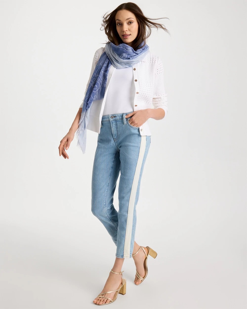 Chico's On Sale - Girlfriend Ticking Stripe Crop Jeans