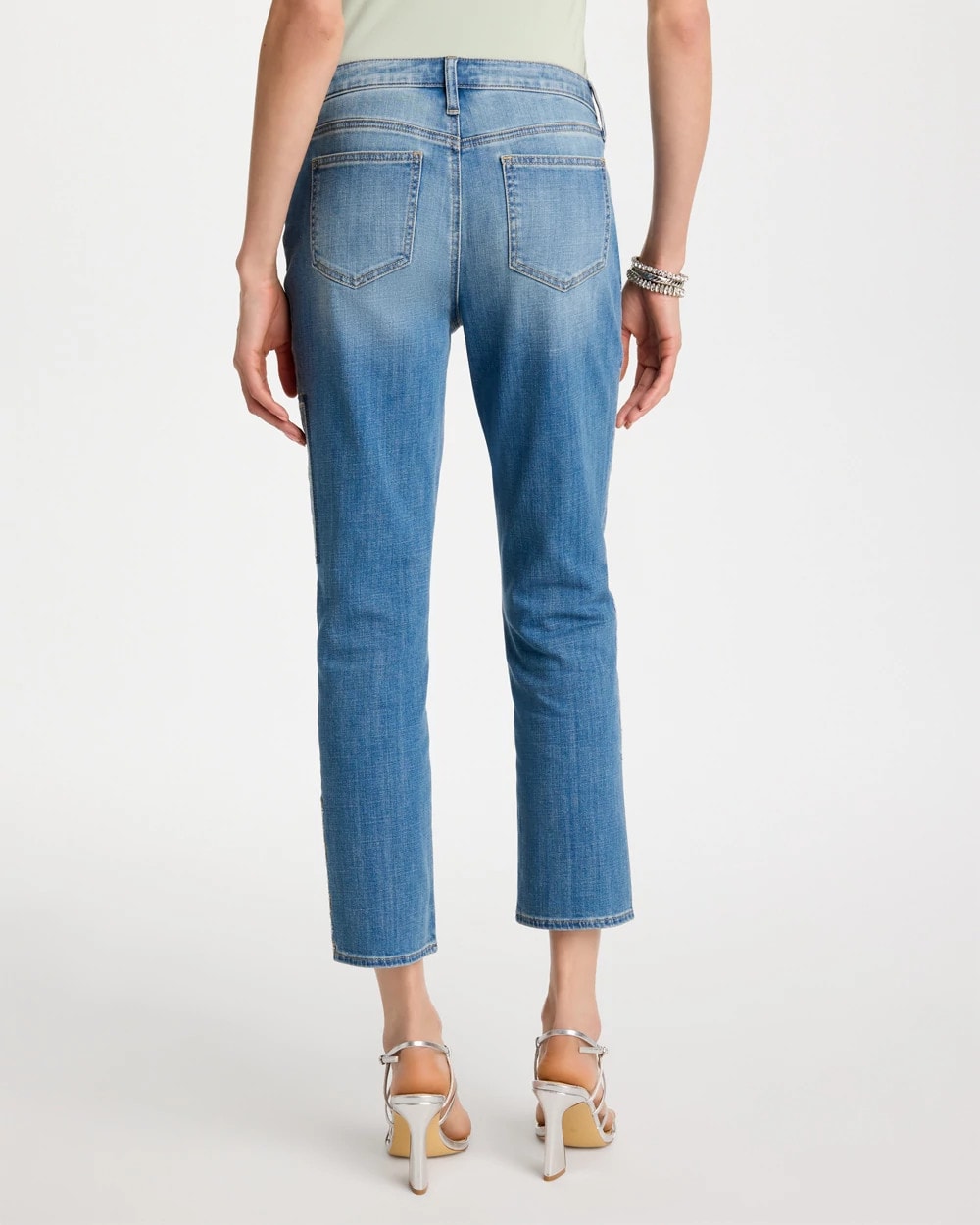 Chico's For Sale - Floral Patchwork Girlfriend Crop Jeans