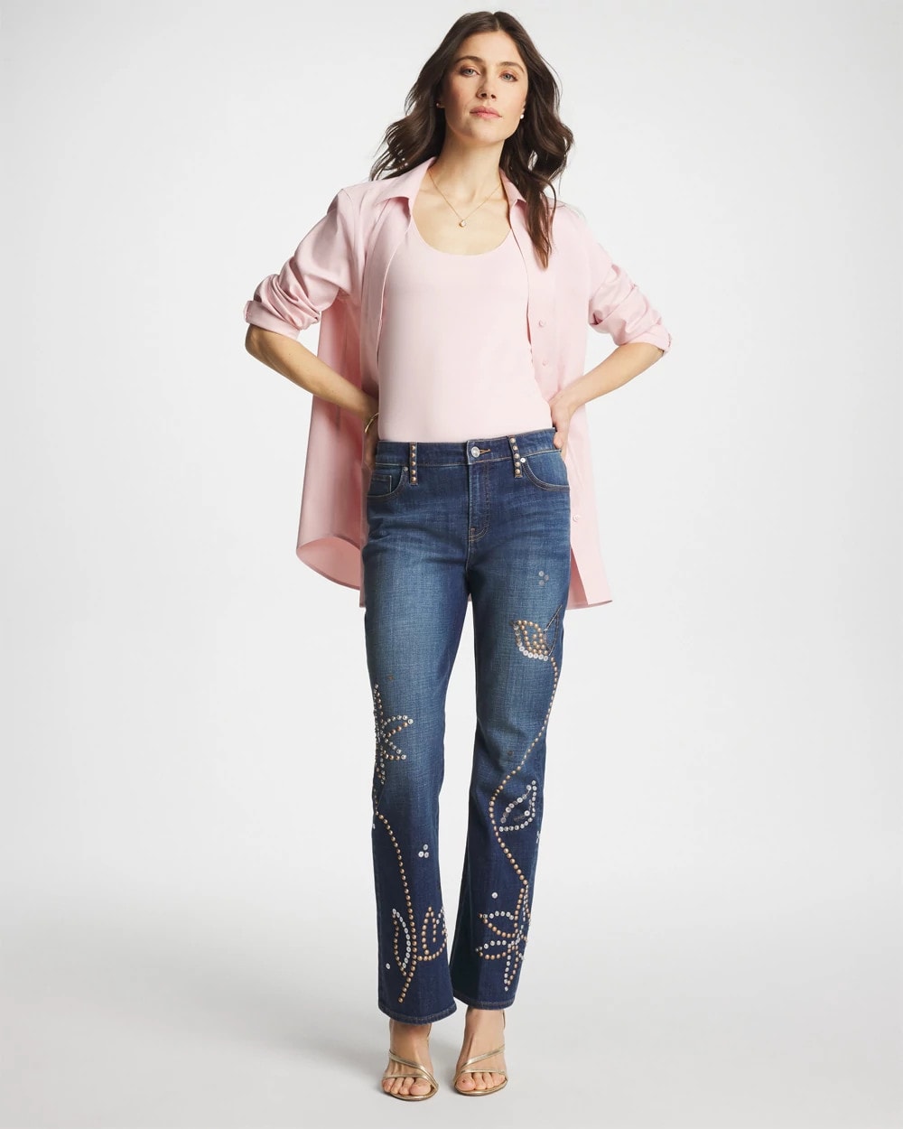 Chico's Online - Embellished Girlfriend Cropped Flared Jeans