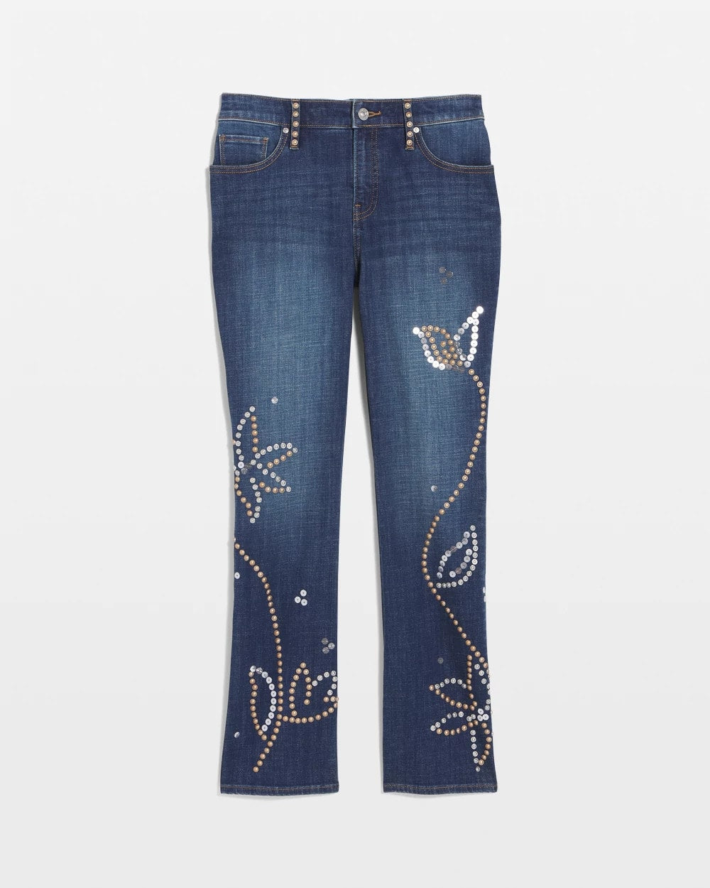 Chico's Online - Embellished Girlfriend Cropped Flared Jeans
