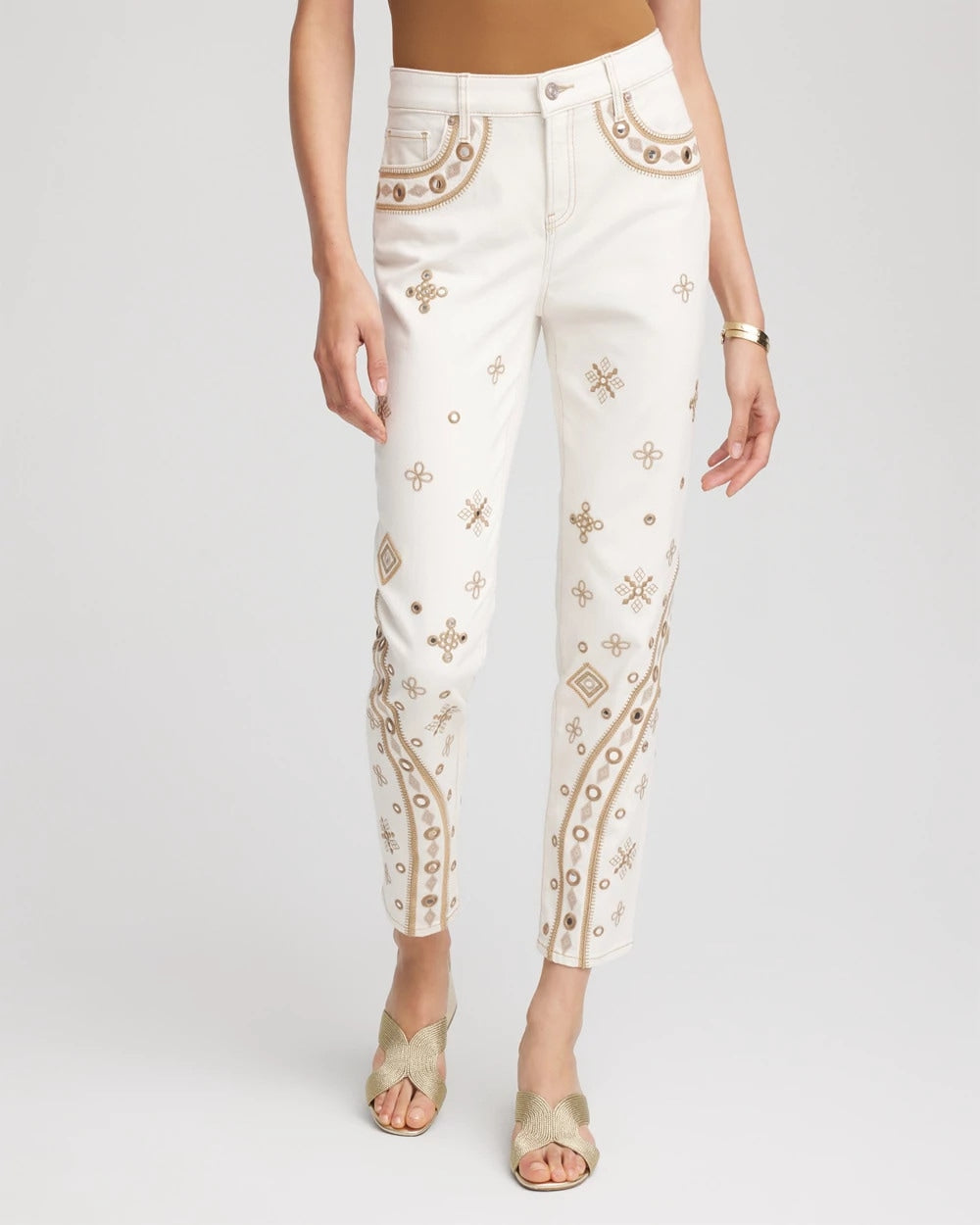 Chico's On Sale - Embellished Girlfriend Slim Ankle Jeans