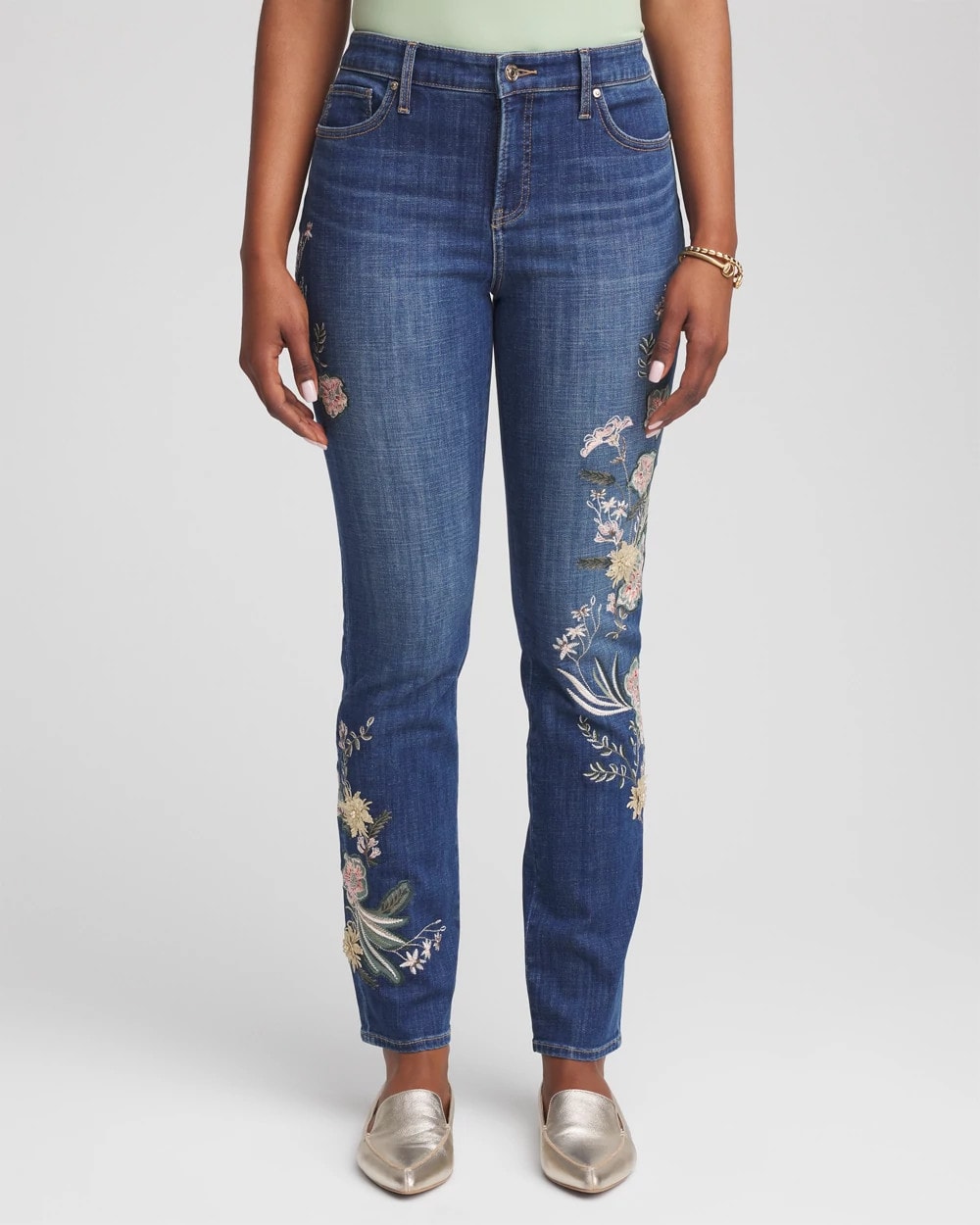 Chico's US - Appliqué Girlfriend Slim Ankle Jeans