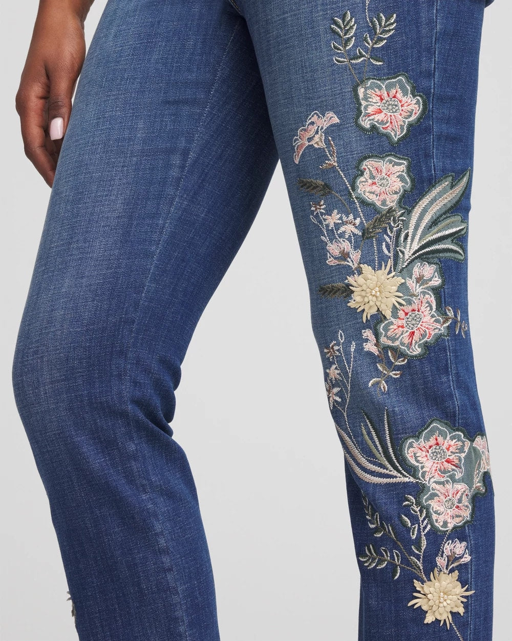 Chico's US - Appliqué Girlfriend Slim Ankle Jeans