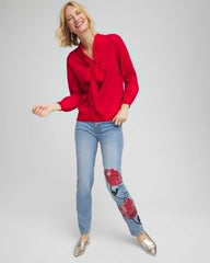 Chico's / Placed Floral Girlfriend Slim Ankle Jeans