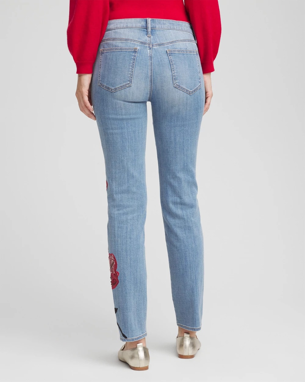 Chico's / Placed Floral Girlfriend Slim Ankle Jeans