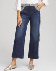 Chico's Sale - Girlfriend Cropped Colorblock Wide-Leg Jeans