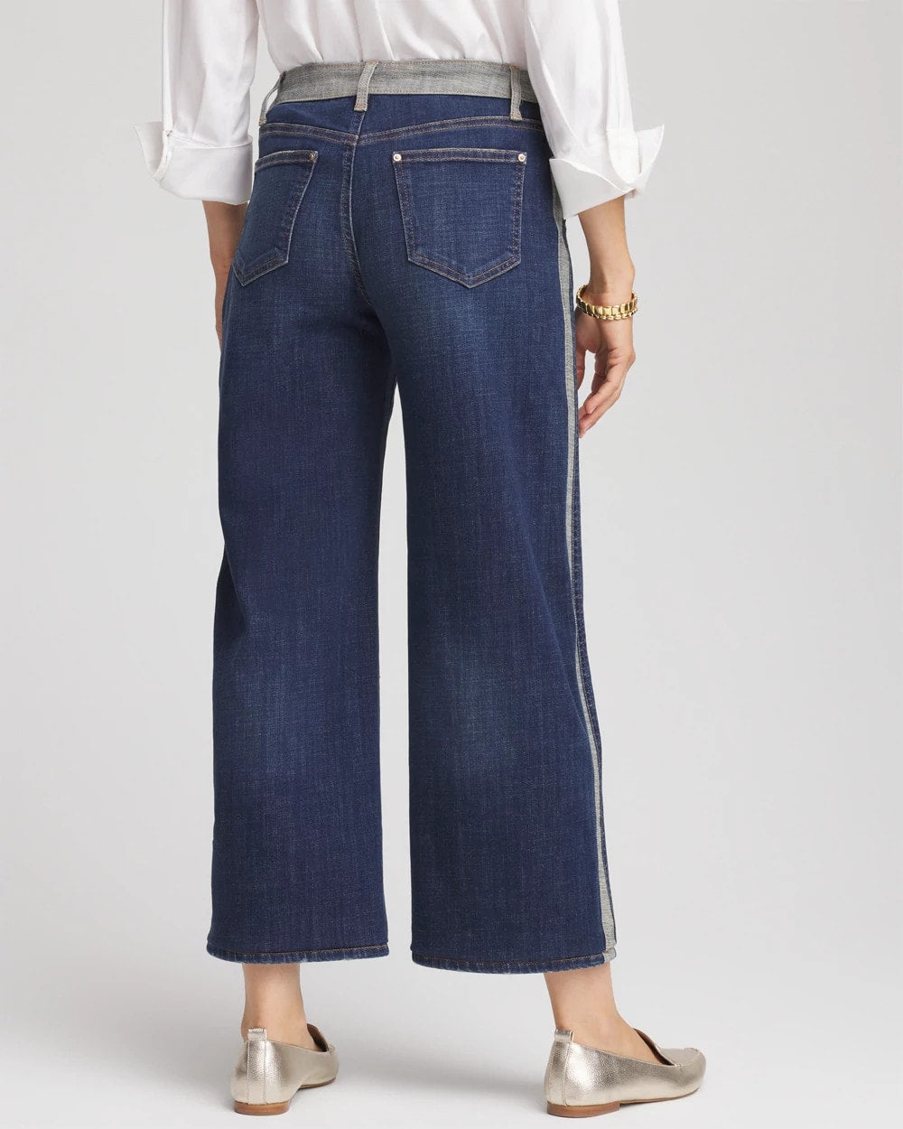 Chico's Sale - Girlfriend Cropped Colorblock Wide-Leg Jeans