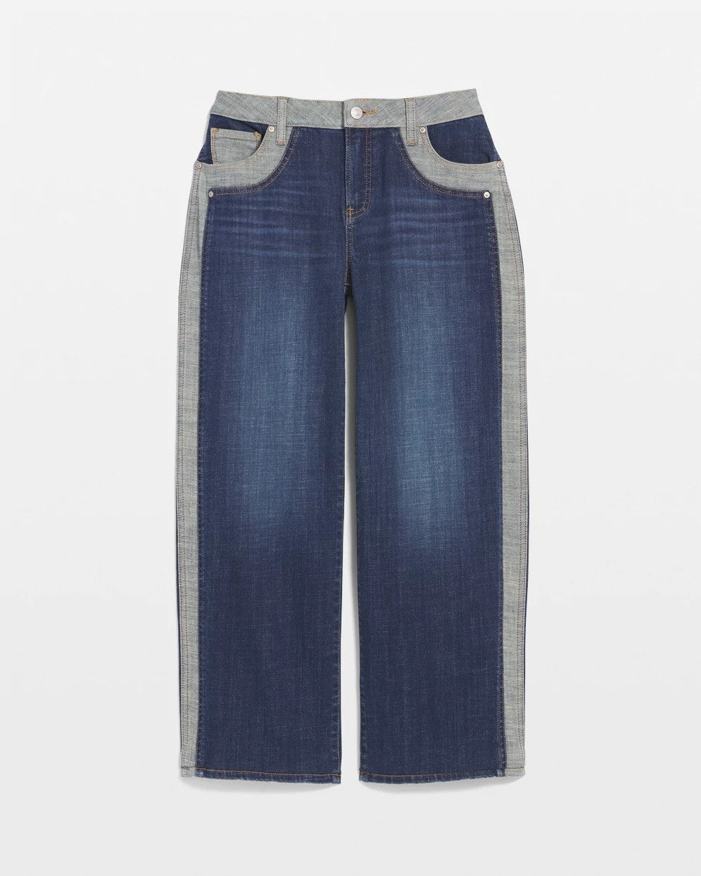 Chico's Sale - Girlfriend Cropped Colorblock Wide-Leg Jeans