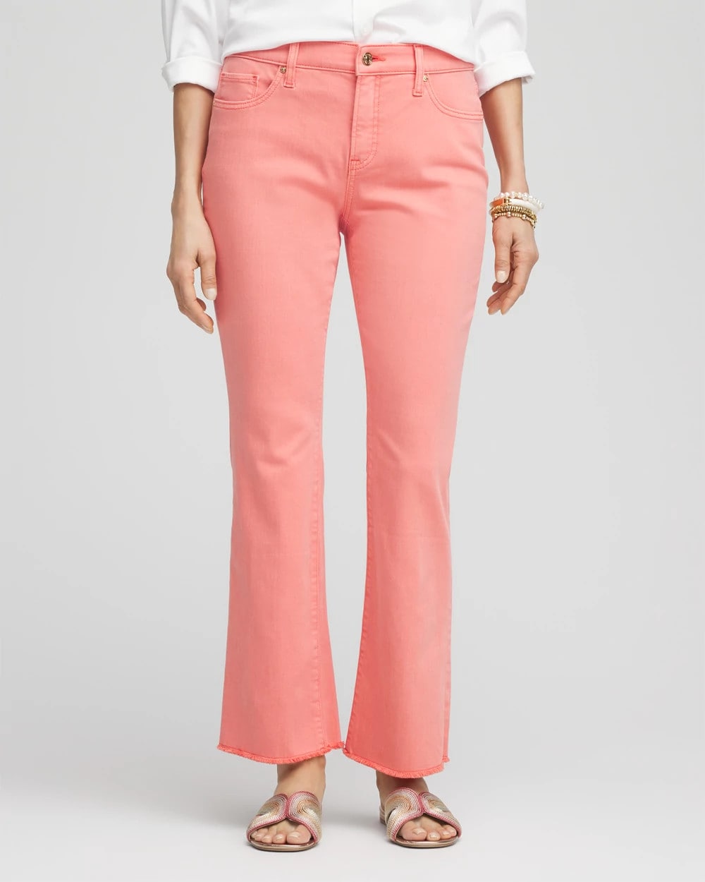 Chico's For Sale - Girlfriend Fray Hem Kick Flare Jeans