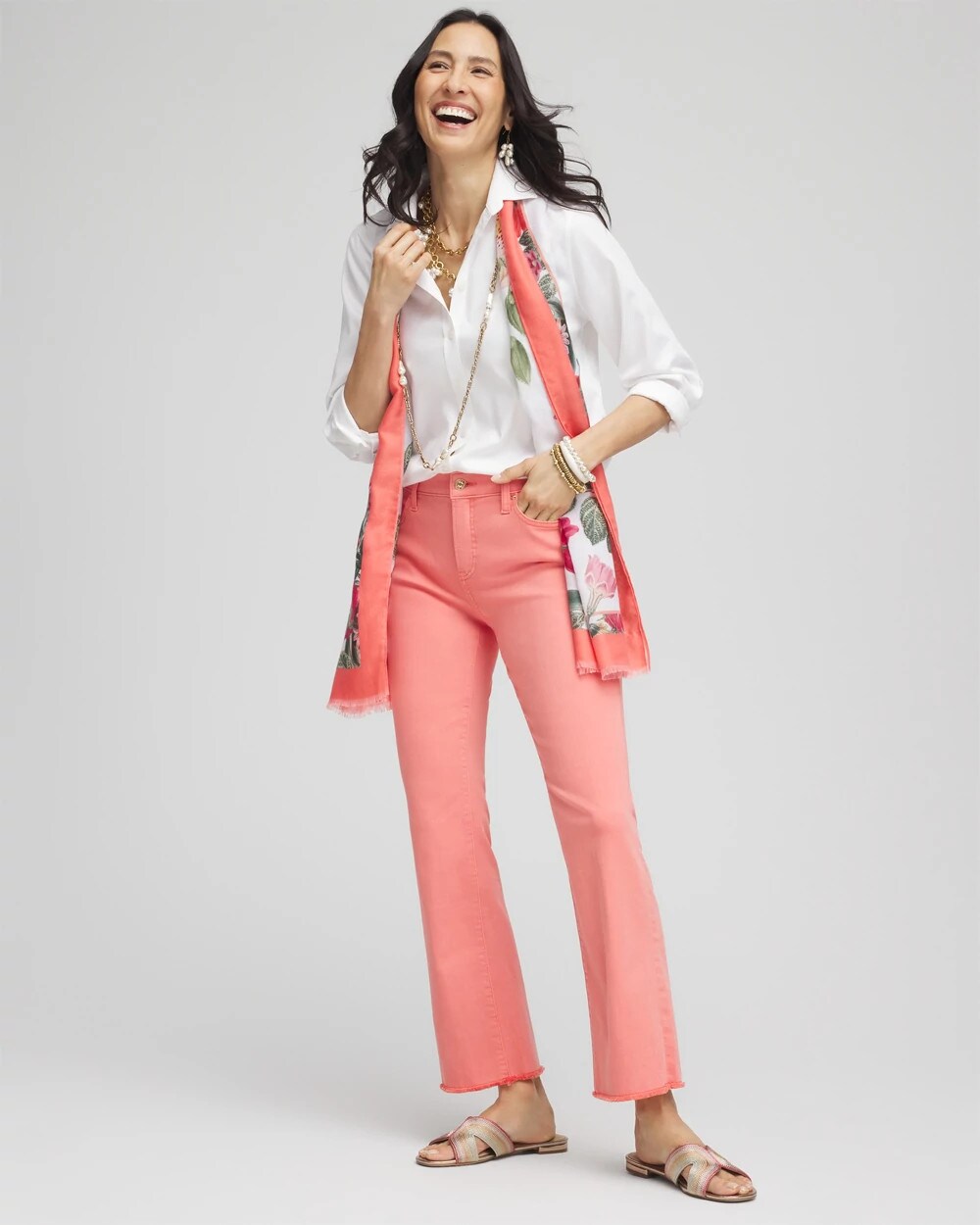 Chico's For Sale - Girlfriend Fray Hem Kick Flare Jeans