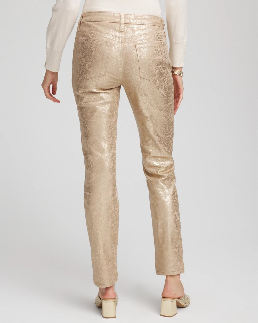 Chico's Outlet - Girlfriend Slim Ankle Foiled Lace Jeans