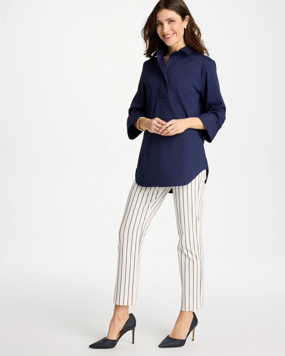 Chico's Sale - Pinstriped Brigitte™ Slim Ankle Pants
