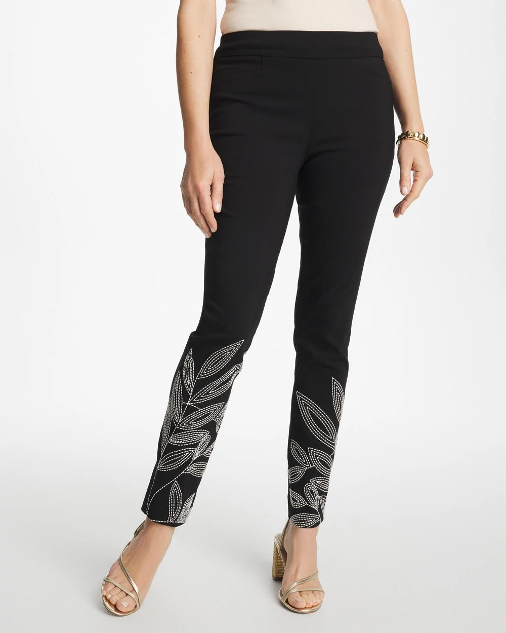 Chico's Discount - Floral Soutache Brigitte™ Slim Pull-On Ankle Pants