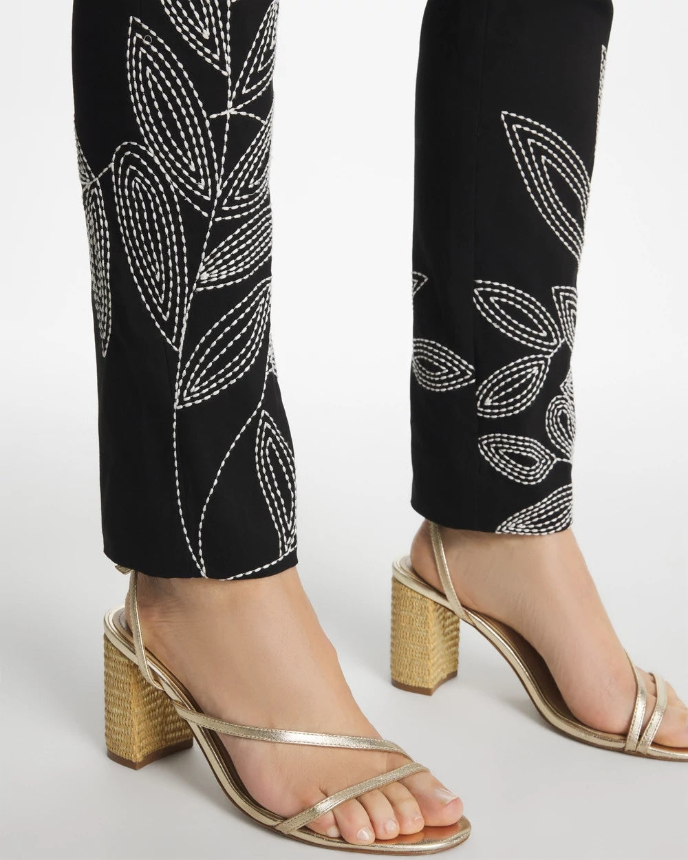 Chico's Discount - Floral Soutache Brigitte™ Slim Pull-On Ankle Pants