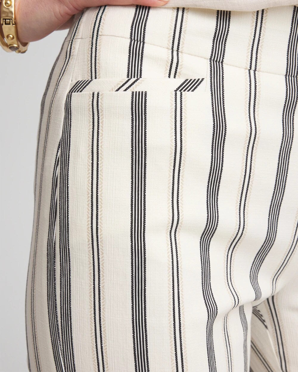 Chico's Discount - Brigitte™ Slub Striped Cropped Pants