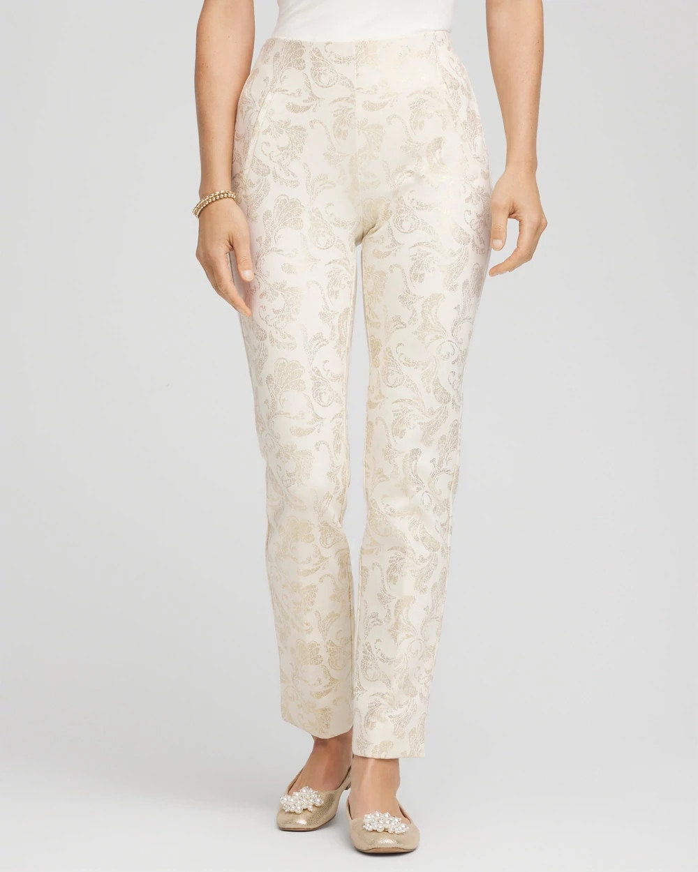 Chico's Sale - Juliet Golden Foiled Slim Ankle Pants