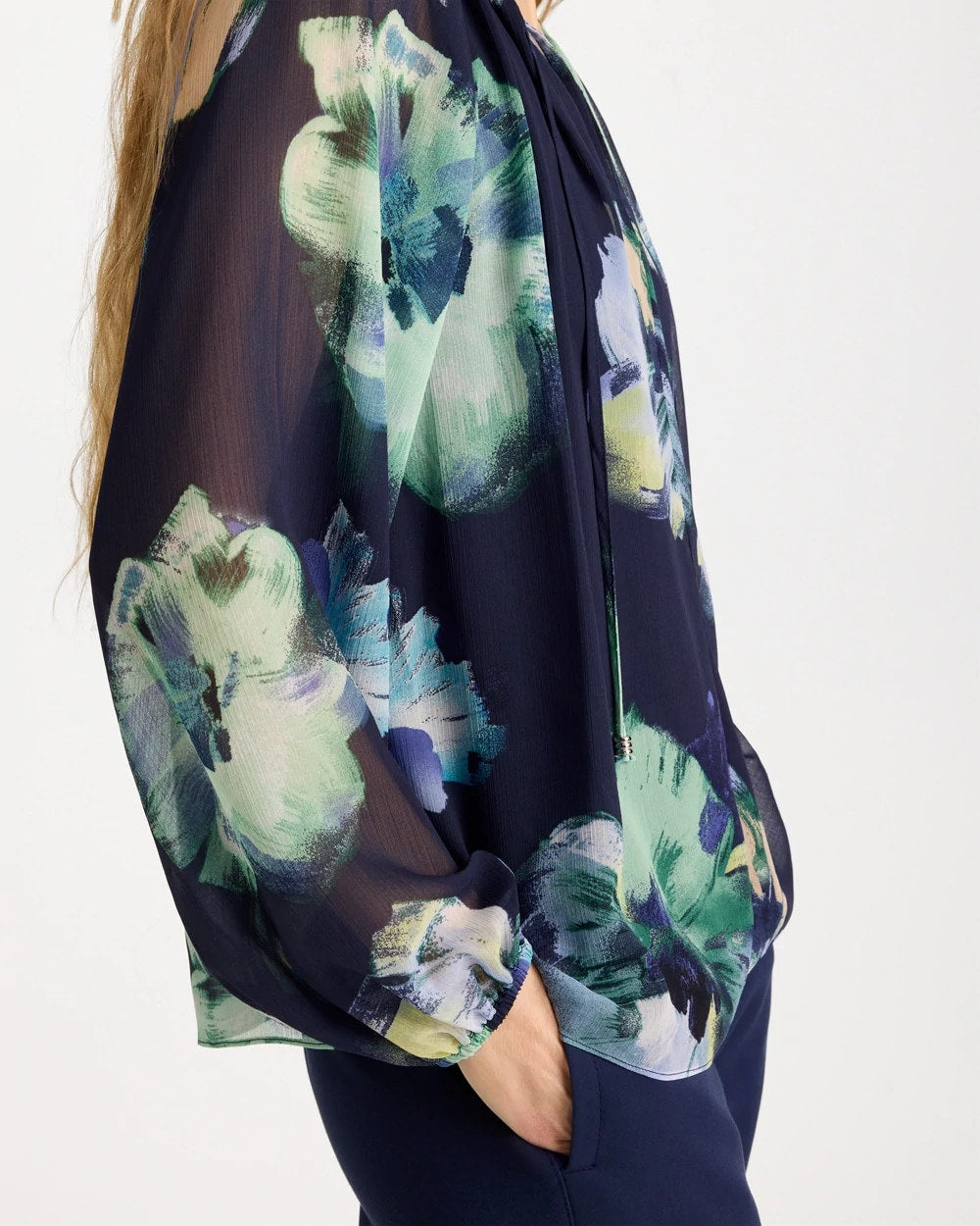 Chico's Discount - Crinkle Chiffon Tie-Front Blouse