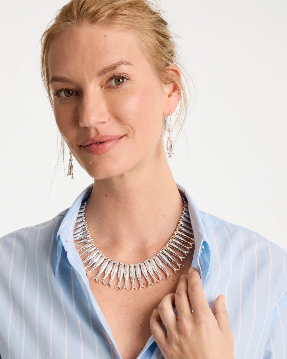 Chico's Sale - Silvertone Fish Collar Necklace