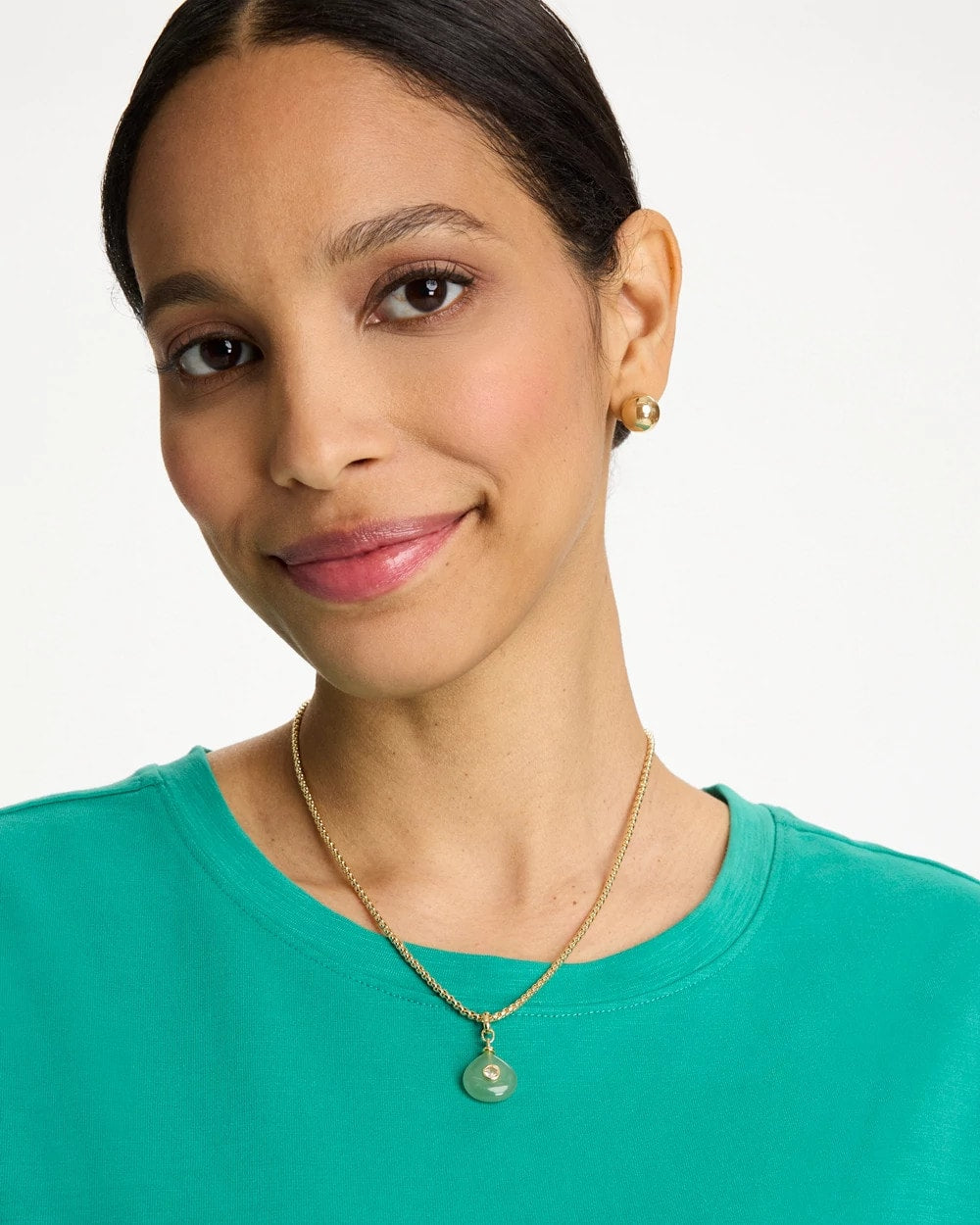 Chico's Outlet - Aventurine Stone Pendant Necklace