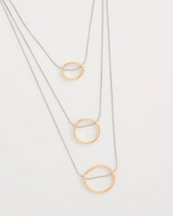 Chico's Mixed Metal Triple Circle Pendant Necklace
