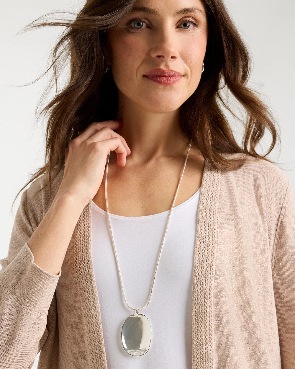 Chico's On Sale - Adjustable Silvertone Pendant Necklace