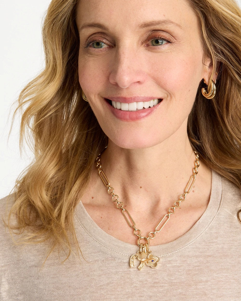 Chico's US - Shiny Goldtone Novelty Charm Necklace